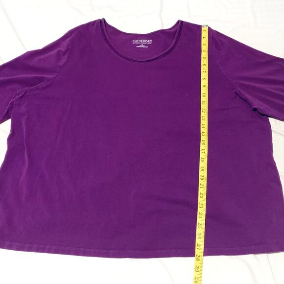 CATHERINES Top 3X 3/4 Sleeves Plum Mesh Accent Suprema Collection 26/28W - Picture 4 of 7